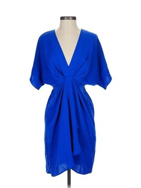SHEIN Royal Blue V-Neck Draped Cocktail Dress